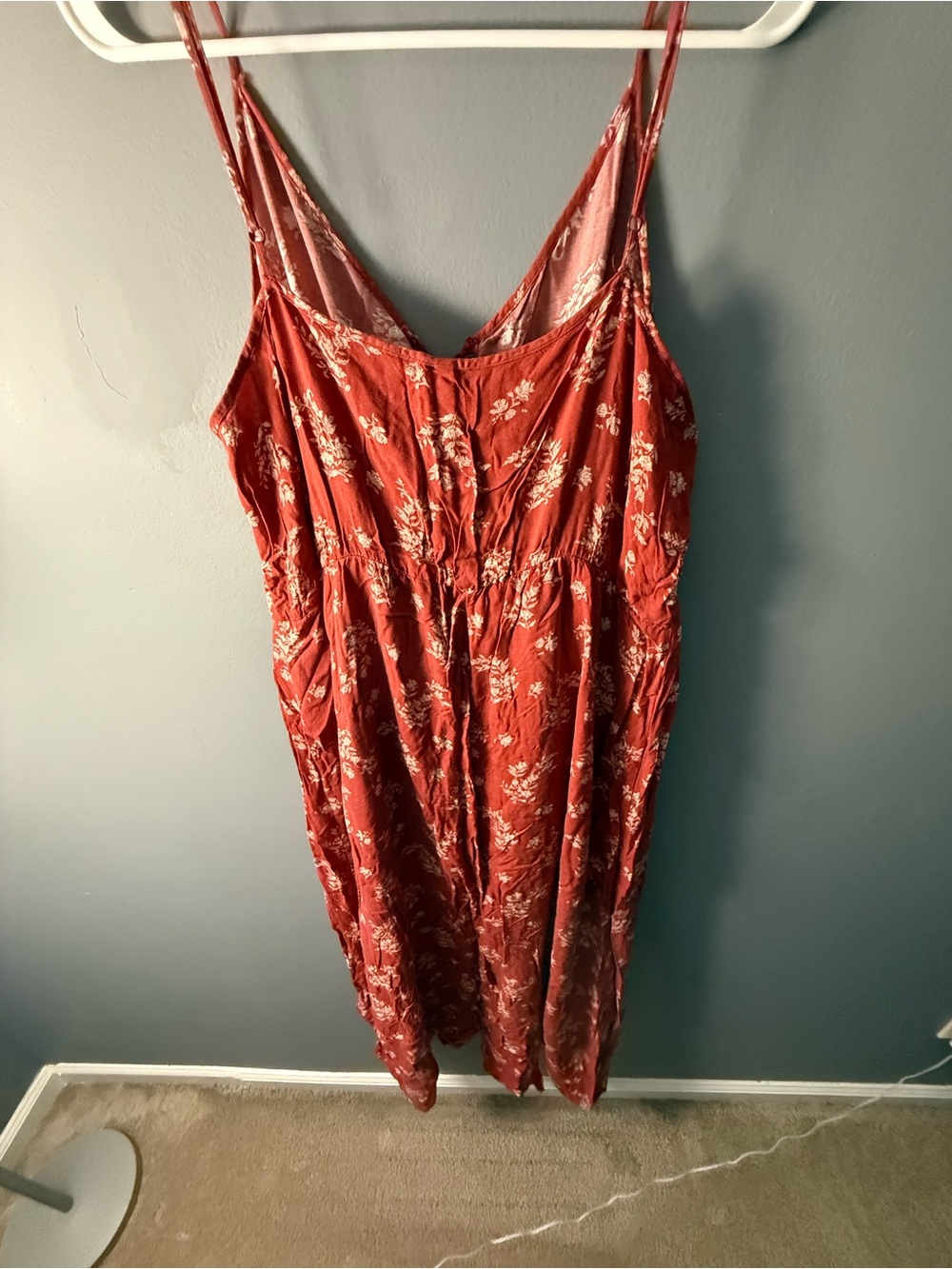 Rust Red Floral Strap Romper - Picture 2 of 4